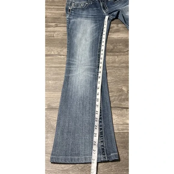 Miss Me Blue Boot Cut Jeans with Silver Embellishments - Picture 9 of 12